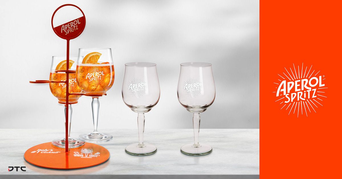 Giải Pháp POSM Tuỳ Chỉnh — Aperol Spritz Ly Cocktail Và Kệ Nâng Ly